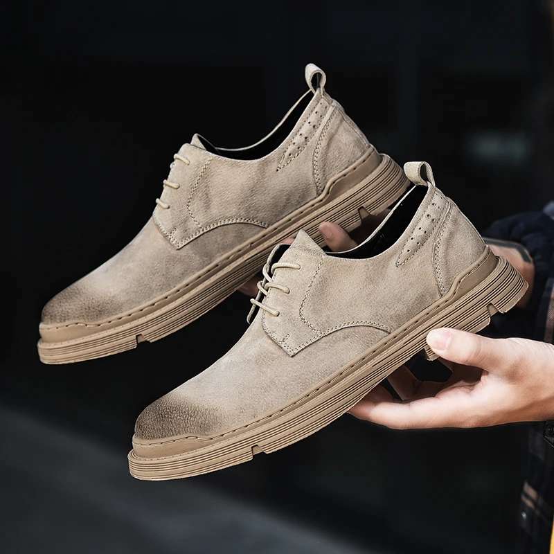 

Genuine Leather Shoes Men lace up Outdoor Work Shoes Casual Sneakers Men Footwear Autumn Comfortable men shoes Zapatos Hombre