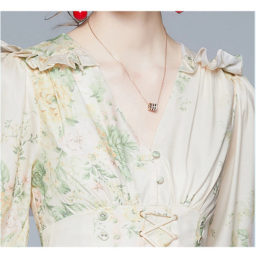 

French Style Elegant Dress 2021 Spring Summer Fashion Floral Print Slim Corset Dress Women High Quality Mini Dresses Robe Femme