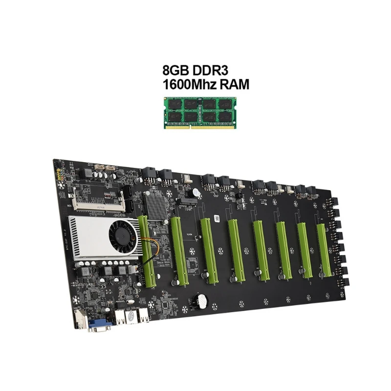 

Новинка 2021, BTC-D37 8 PCI-E 16X 4 x USB2.0 / DDR3 Sodimm, беспроводная материнская плата для майнинга 1600 МГц