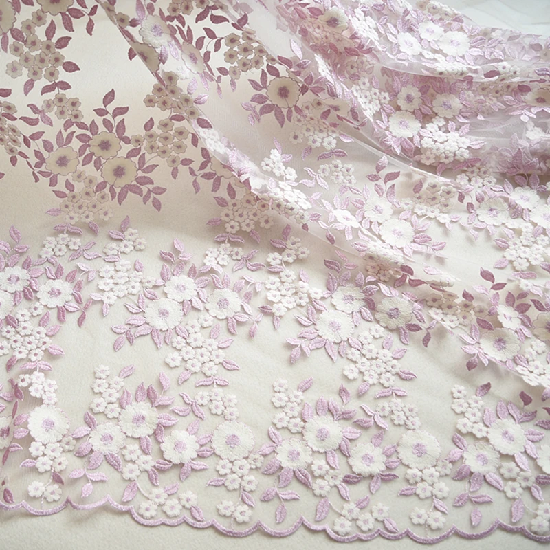 Розовая красная зеленая синяя и бежевая мягкая двухцветная кружевная ткань с