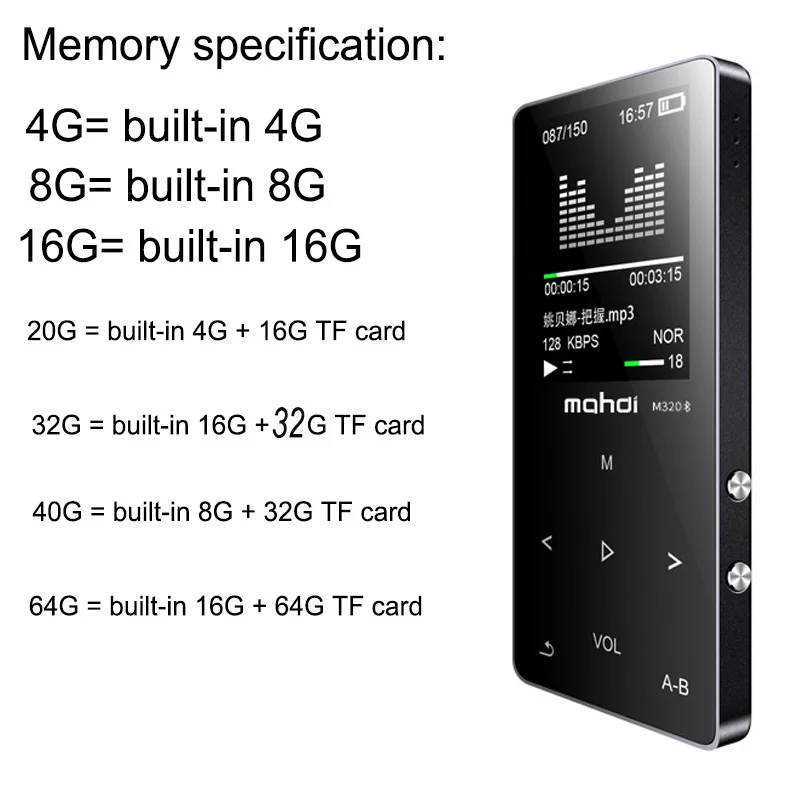 Mp3 плеер mahdi HIFI без потерь с поддержкой Bluetooth и FM радио 8 Гб|radio sport|mp3 player recorderbluetooth mp3