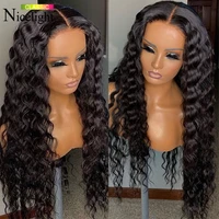 nicelight loose deep wave frontal wig brazilian lace front human hair wigs for black women glueless remy curly lace closure wigs