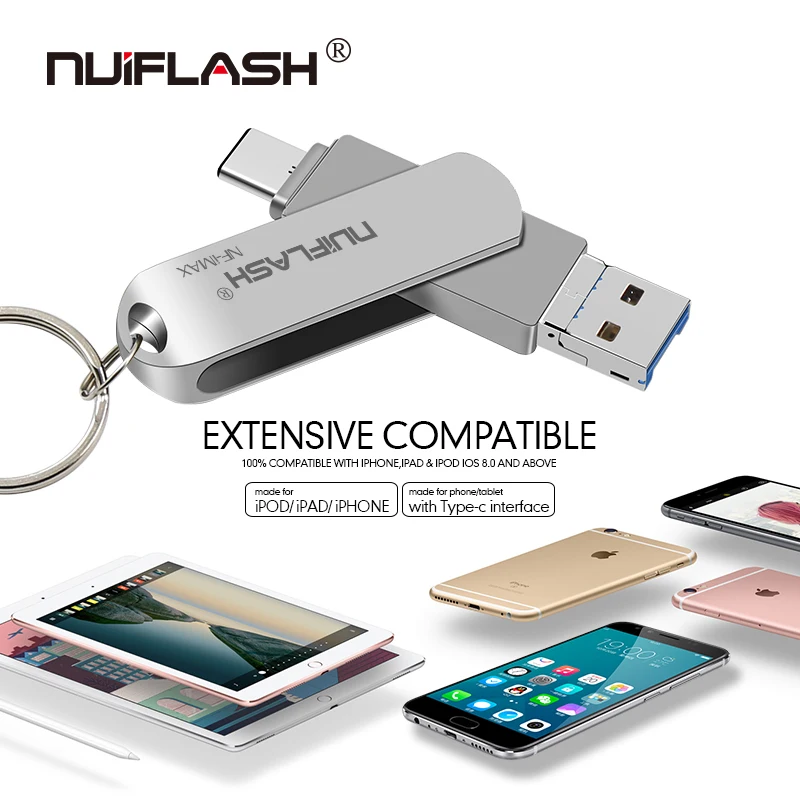 Вращающийся U-диск для телефона подходит компьютера Apple Android тройное