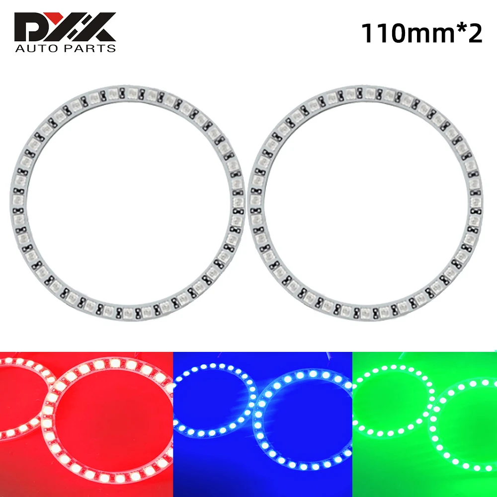 

2pcs 110mm LED angel eye halo RGB colorful multicolor 5050 lights wireless remote control DC12V for BMW Toyota Ford Car
