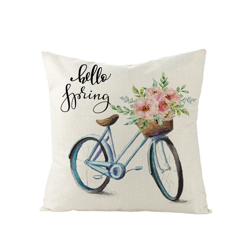 

Linen hug pillowcase Nordic retro flower and bird letter office cushion car sofa cushion pillowcase cross-border home wholesale