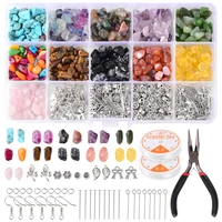 natural irregular crystal chips stone beads kit with jump rings earring hooks for diy bracelet necklace jewelry making supplies