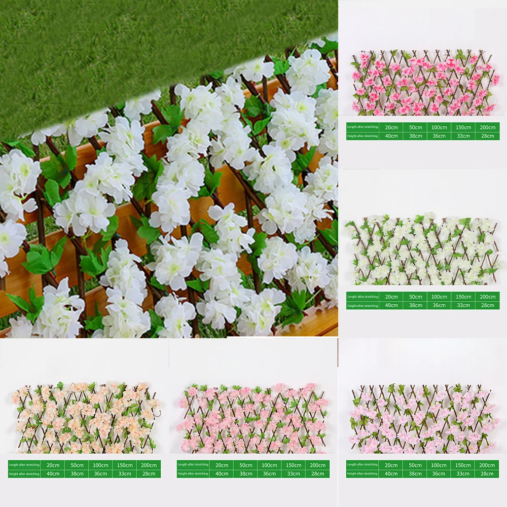 

Wall Leaf Telescopic fence 4 colour Expanding Trellis Artificial Flower