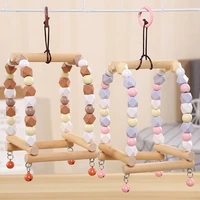 1pc high quality natural wooden parrots toy hanging swing perch birds colorful wooden beads bird supplies parrot cagetoys