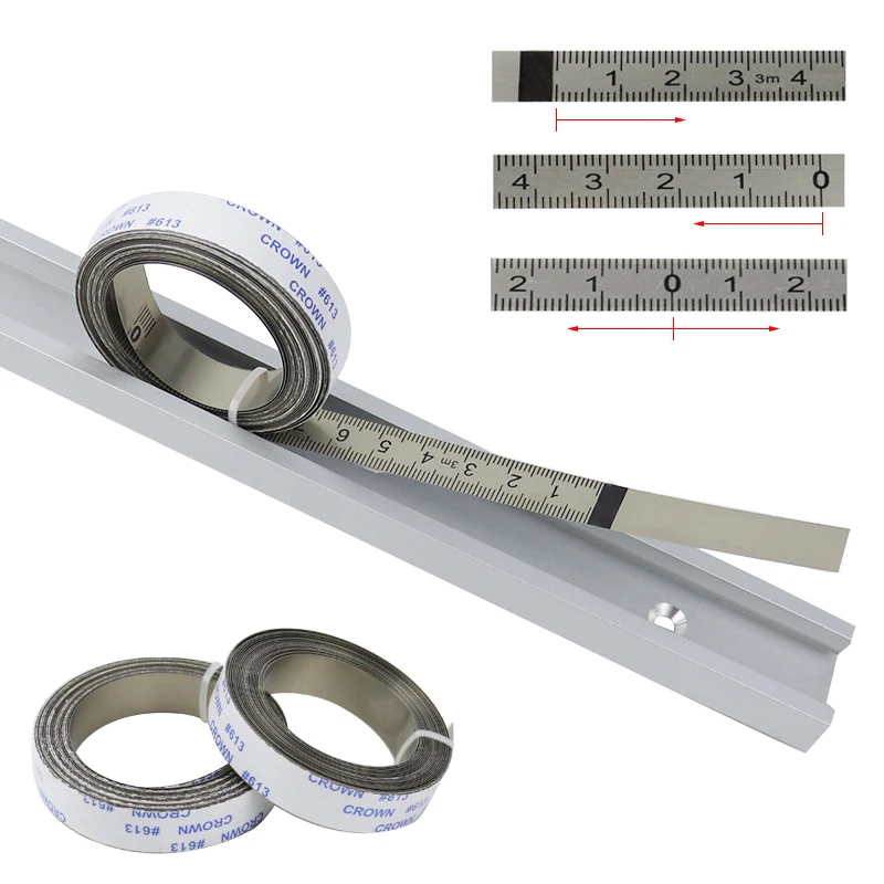 

1M-6M Miter Track Tape Measure Self Adhesive Metric Stainless Steel Scale Ruler For T-track Router Table Band Saw Woodworking