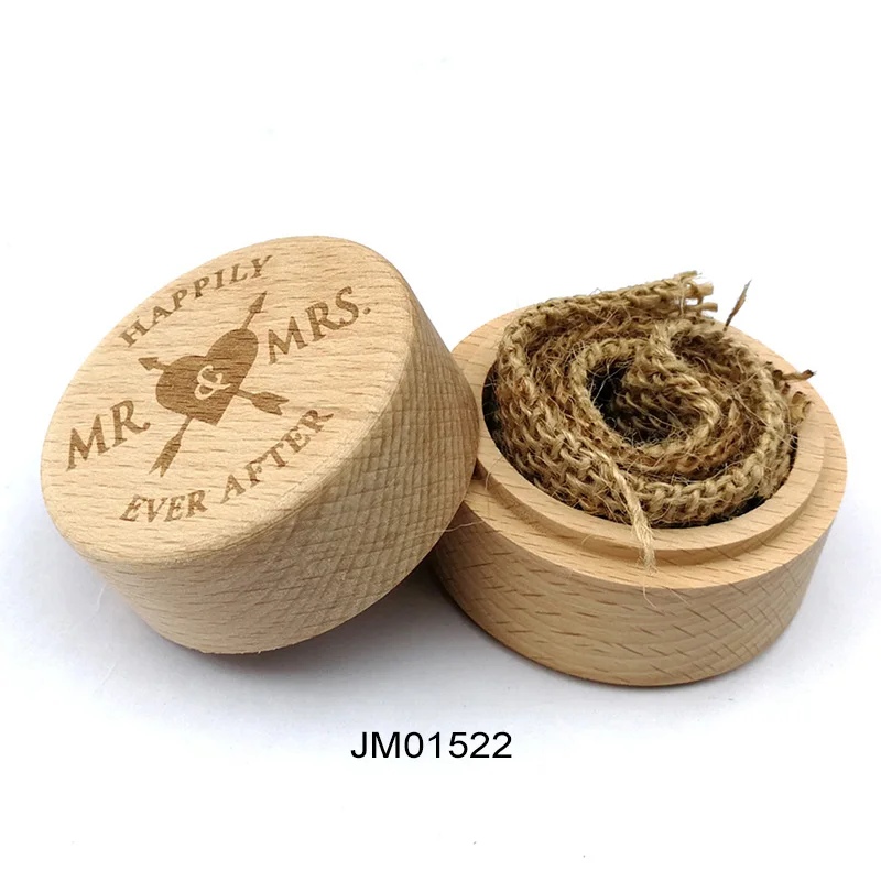 JM01522 DIY ручной работы винтажный свадебный Декор круглые кейсы для хранения бижутерии 5,2*4,2 см ожерелье серьги контейнер 1 шт деревянная коробочка для колец - Цвет: JM01522