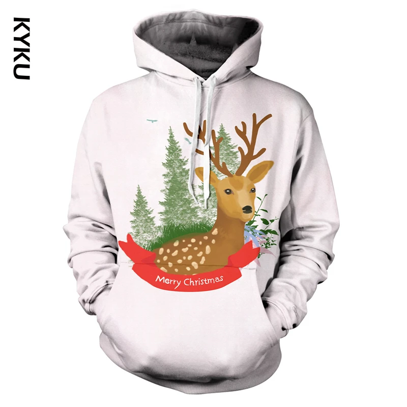 

Men Christmas Hoodies 3D Elk Fawn Print Hoodie Merry Christmas Fashion Casual Long Sleeve Clothes Santa Claus Sweatshirt