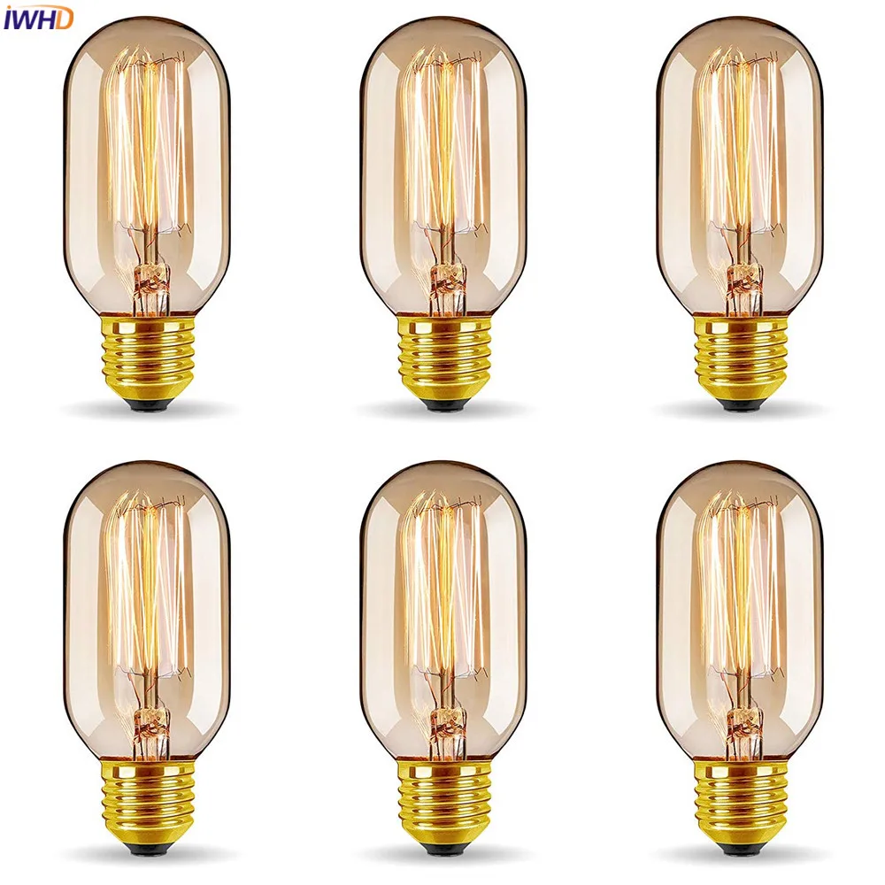 IWHD T45 40 Вт лампочки Edison типа Винтаж Лампа 220V St64 A60 G80 индустриальный Лофт Декор