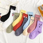 Носки унисекс с сюрпризом, 4 парыЛот, женские носки средней длины в стиле Харадзюку, красочные Веселые носки, мужские хлопковые милые носки, размеры раньев