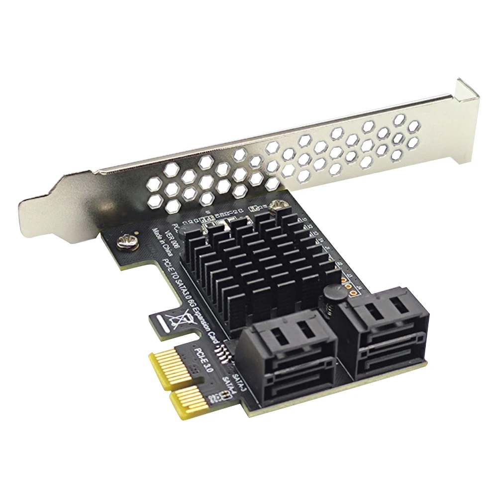

4 Port SATA 3.0 to PCI Express 1X 4X Adapter SATA PCIe Card 6Gbps Controller Adapter Riser Expansion Card with Bracket