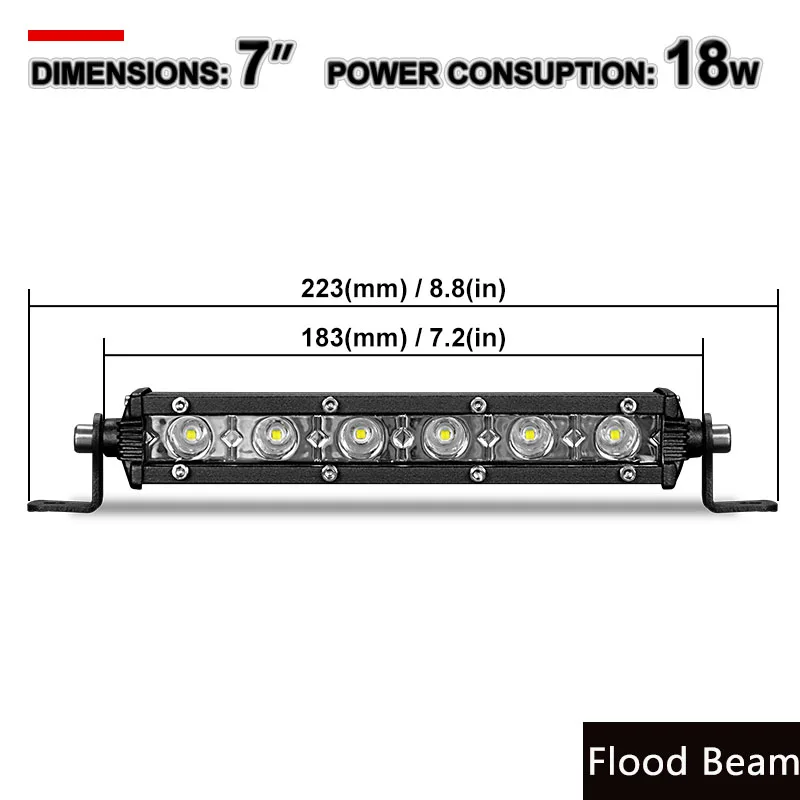 7 inch Flood Beam 54 Вт 36 Вт 18 Вт тонкая Светодиодная панель Offroad Однорядный прожектор пятно луча СВЕТОДИОДНЫЙ светильник бар для джипа светодиодные полосные лампы Lada Niva Jeep Ford стайлинга автомобилей 12V 24V - Цвет: 7 inch Flood Beam