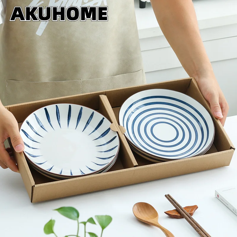 

Japanese Ceramic Plate Gift Box Set Creative Tableware Hand-painted Dinner Plate Dish Home Deep Dish Dinnerware Set