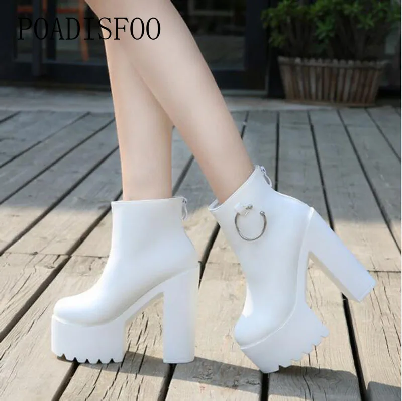 Женские ботильоны на очень высоком каблуке 14 5 см с круглым носком | Обувь