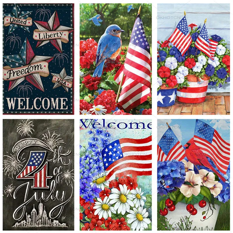 

Animals Birds Craft Art Diamond Art Painting Diy 5D Set Cross Stitch Starfish American Flag and Flowers Cross Stitch Kits