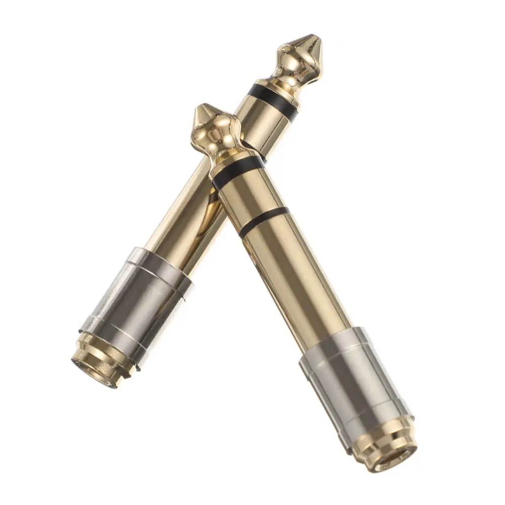 

2pcs 6.35mm to 3.5mm Audio Adapter Pure Copper Connector for Headphone Amplifier