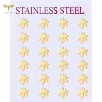 2021 casual womens stud earrings fashion maple leaf stud earrings for girls women golden stainless steel jewelry wholesale