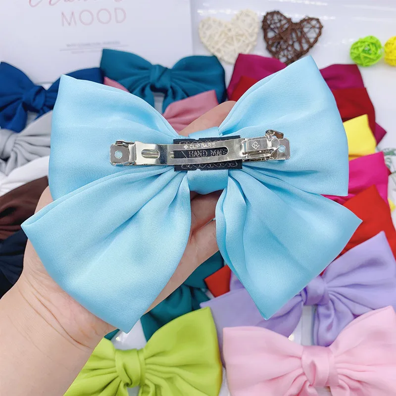 

NEW Fashion Big Large Bow Hairpin Soft Chiffon Hairgrips For Women Girls Satin Trendy Lady Hair Clip Barrette Hair Accessories