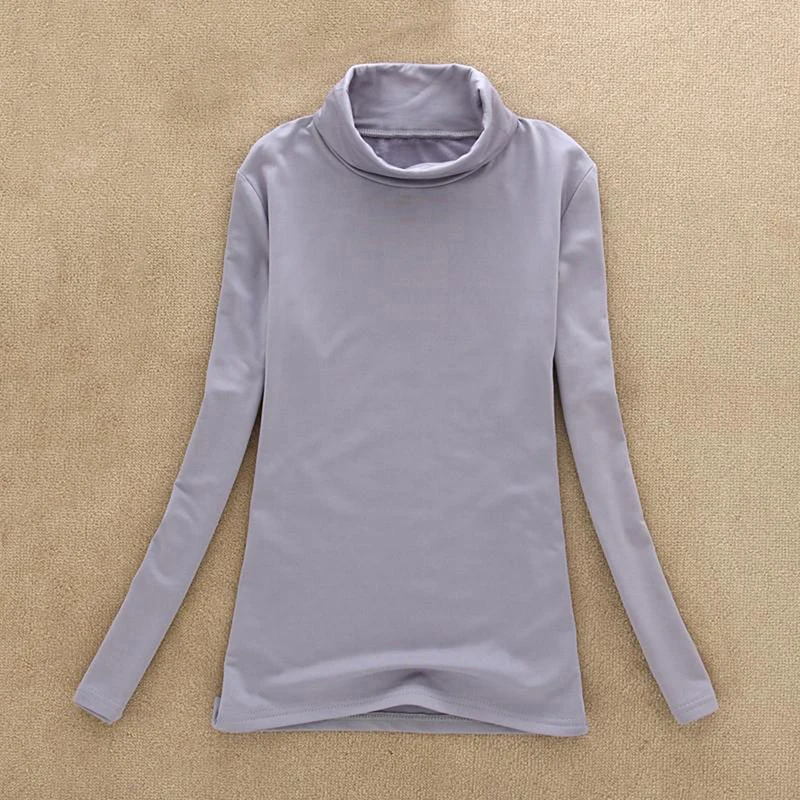 Женская футболка модная женская однотонная водолазка Повседневная с длинным