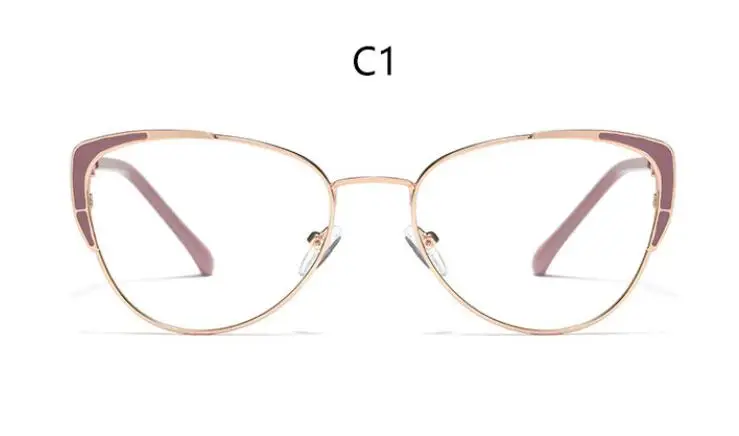 C1 purple clear Золотая оправа, очки, прозрачные линзы, кошачий глаз, очки, оправа для очков, женские стильные очки, поддельные брендовые дизайнерские очки, литературные - Цвет оправы: C1 purple clear