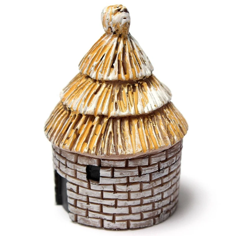 Thatched House Miniature Garden Craft Landscape Plant Flower Pot Bonsai Decor Fairy Ornament Small | Дом и сад