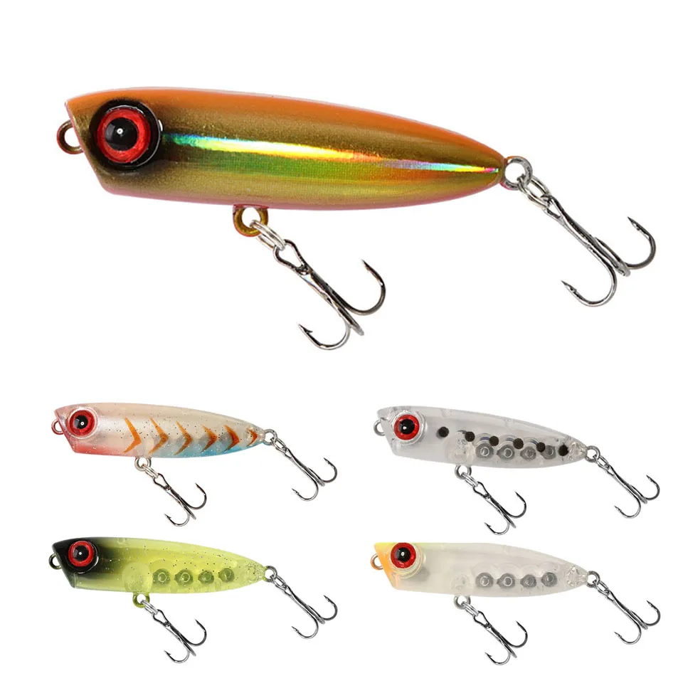 

1PCS Popper Pencil Topwater Fishing Lure Hard Baits Artificial Hard Bait 3D Eyes Wobblers Sea Hooks Pike Bass Fishing Lure