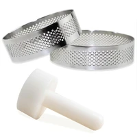 promotion perforated kit tart rings with tart tamper mini mousse cake ringsmold cutter cookie cutting ring tart pastry tools