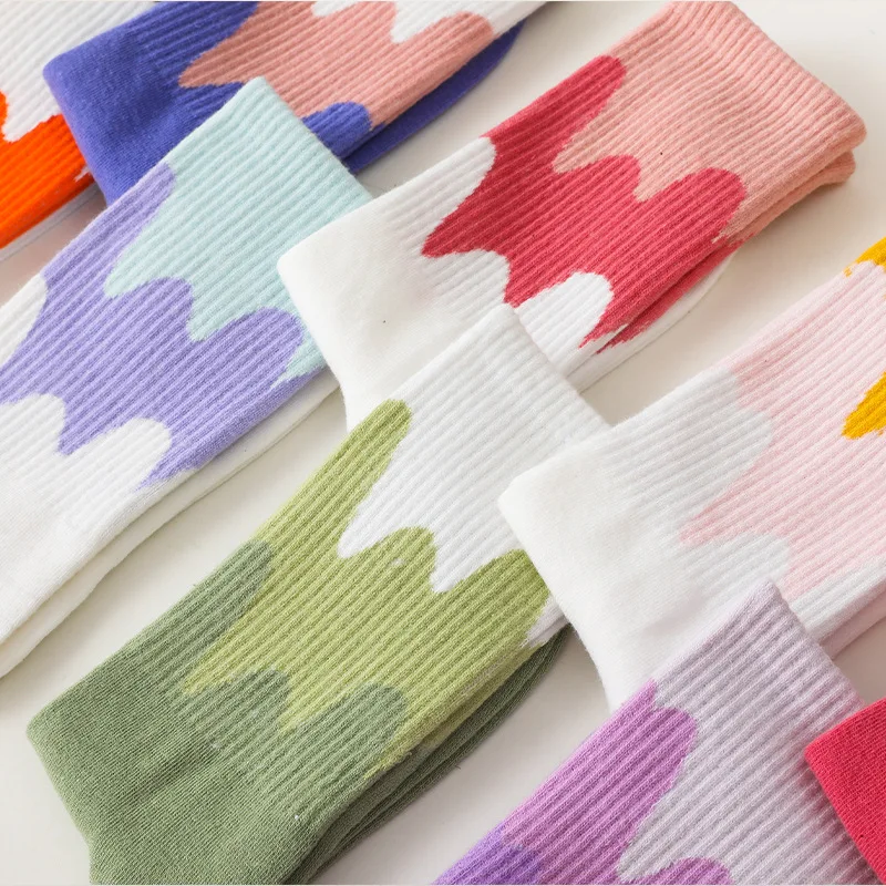 Женские хлопковые носки индивидуальные градиентные цветные чулки с принтом для