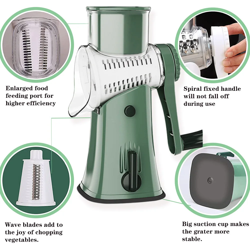 manual vegetable slicer cutter kitchen accessories multifunctional round rotate potato slicer graters cheese shredder gadgets free global shipping