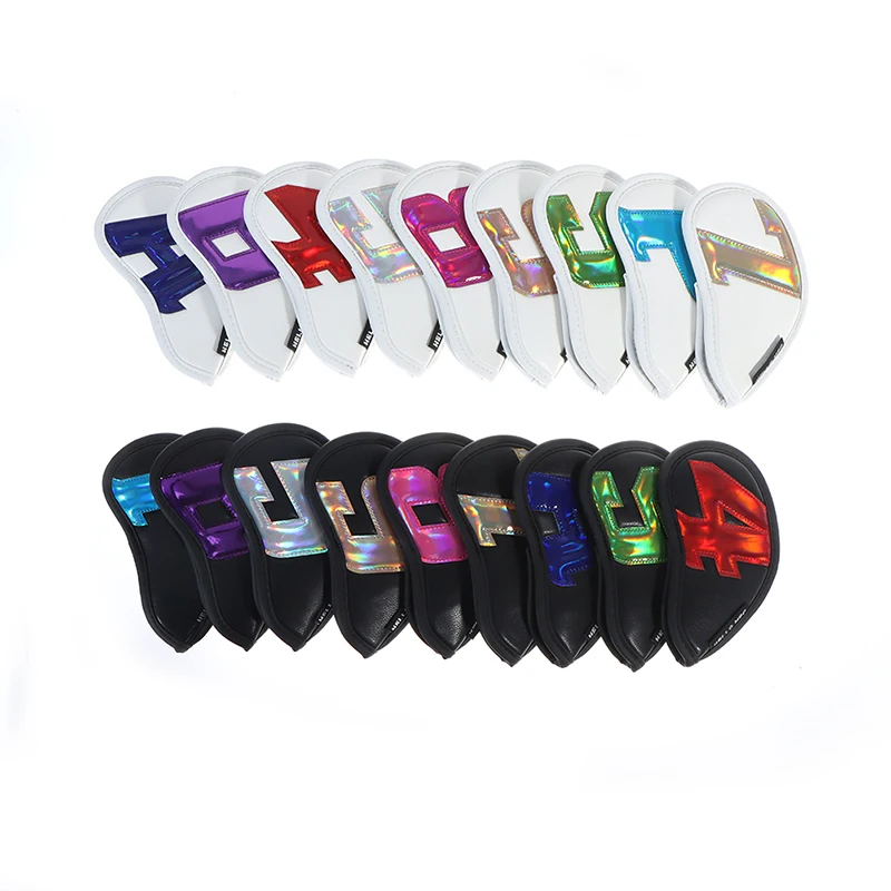 

9PCS Gradients Number Golf Iron Head Covers Iron Headovers Wedges Covers PU Leather Golf Accessories