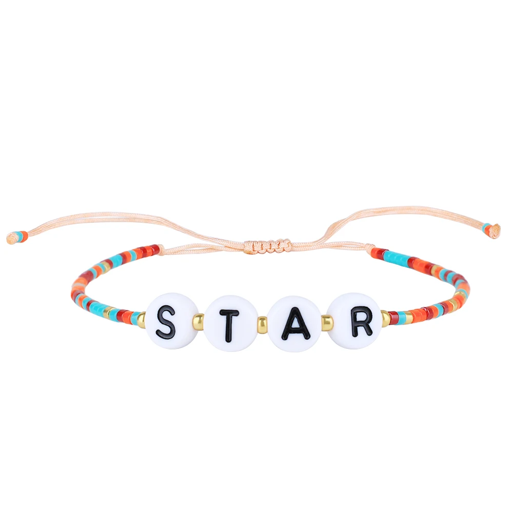 

Kelitch Miyuki STAR Letter Women Bracelets Beaded Handmade Best Friend Friends Gift For Men Girls Armband Heren