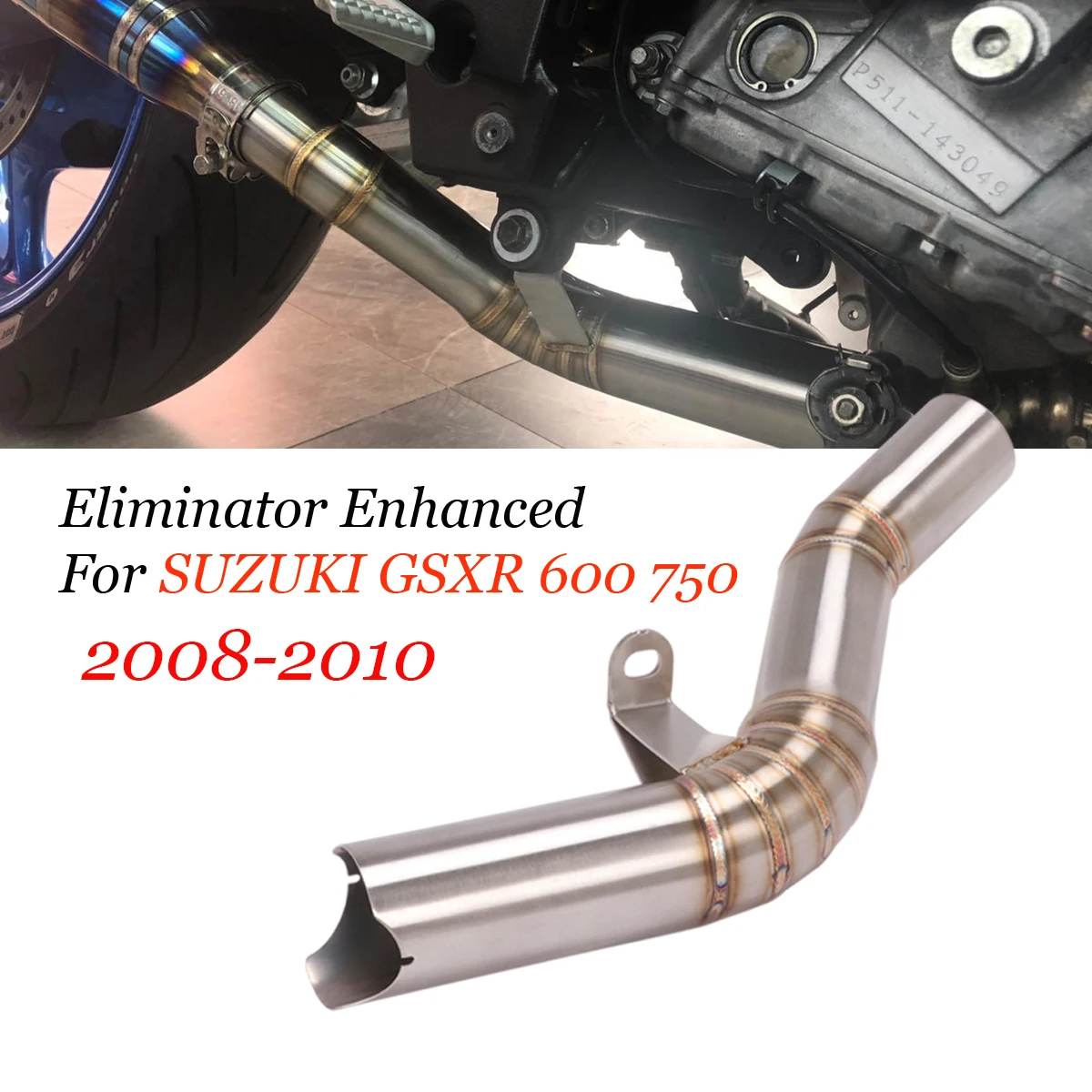 

For SUZUKI GSXR 600 750 K8 K9 L1 GSXR750 GSXR600 2008 2009 2010 Exhaust Escape Link Pipe Catalyst Delete Eliminator Enhanced DEC