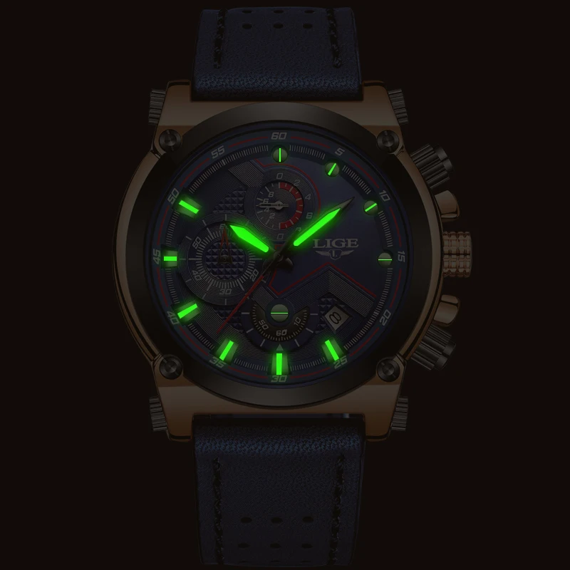 2020 LIGE мужские часы бизнес Топ люксовый бренд кварцевые кожаные