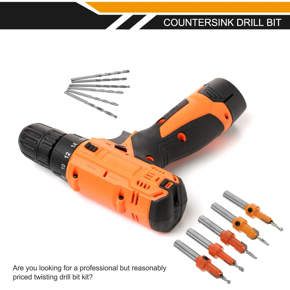 

12pcs Professional Drill Kit Wood Working Chamfer Twisting Punch Drill Bit