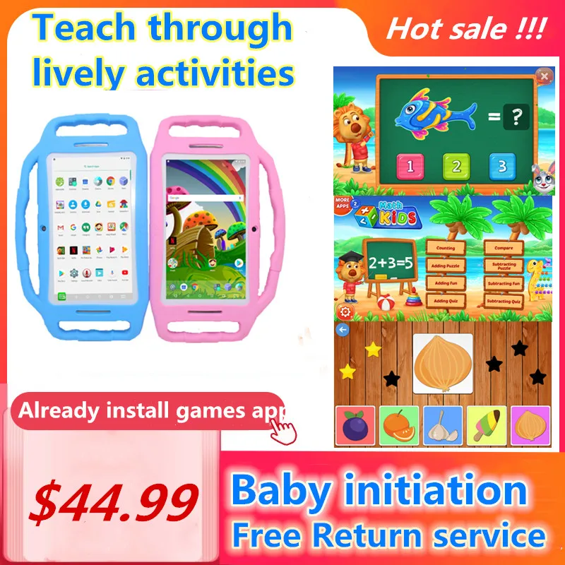 

Распродажа, детский планшет 7 дюймов HD Android 7,0, силиконовый чехол 1 Гб + 8 Гб с фонариком 1280 × 800 IPS WIFI Bluetooth-совместимый