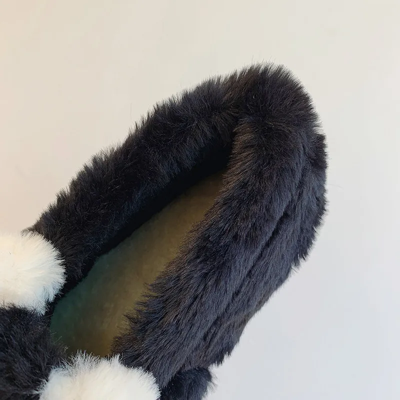 YMECHIC Мода 2019 зимние Для женщин обувь комнатные тапочки Туфли без каблуков