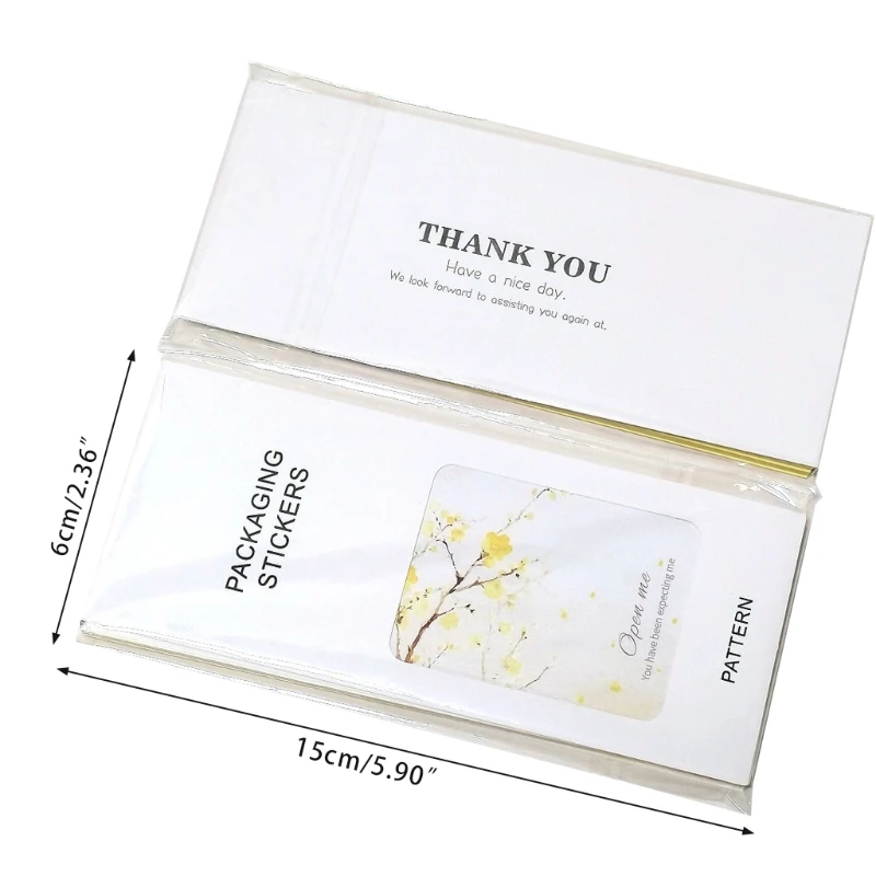 

Waterproof Thank You Stickers Stationery Sticker Rectangle Labels for business Packaging, Gift Wrapping (50 Pieces) 24BB