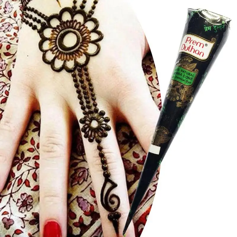 

Natural Herbal Prem Dulhan Brown Henna Cone Temporary Tattoo Body Art Ink Summer