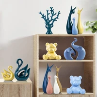 modern ceramic deer elephant swan adornments home livingroom desktop sculpture crafts cabinet bookcase store figurines ornaments
