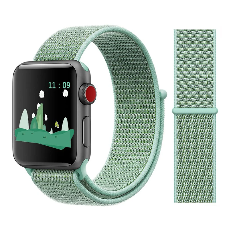 10 Marine Green Ремешок для apple watch 5 44 мм 40 мм 42 мм 38 мм iwatch Series 3 2 1 нейлоновый спортивный ремешок для часов Браслет apple watch 5 4 band - Цвет ремешка: 10 Marine Green