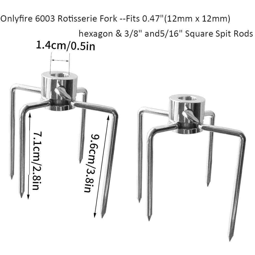 

2pcs/Set Grill Rotisserie BBQ Forks Stainless Steel For 10MM Square Spit Rods Barbecue Roast Accessories Meat Fork BBQ Tool