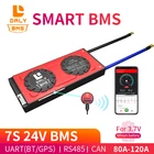 Daly 18650 smart BMS 7S 24V 80A 100A 120A Bluetooth 485 к USB устройству NTC UART программное обеспечение togther Lion LiFepo4 батарея BMS