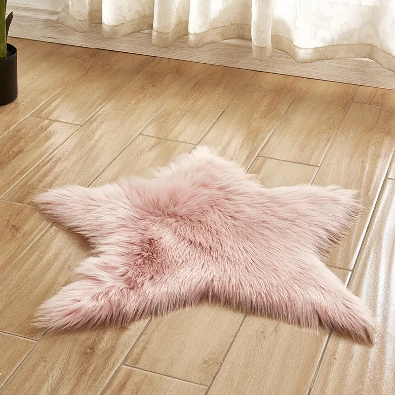faux fur carpet long plush shaggy fluffy star shape carpets long hair area rugs bedroom living room white pink floor mat free global shipping