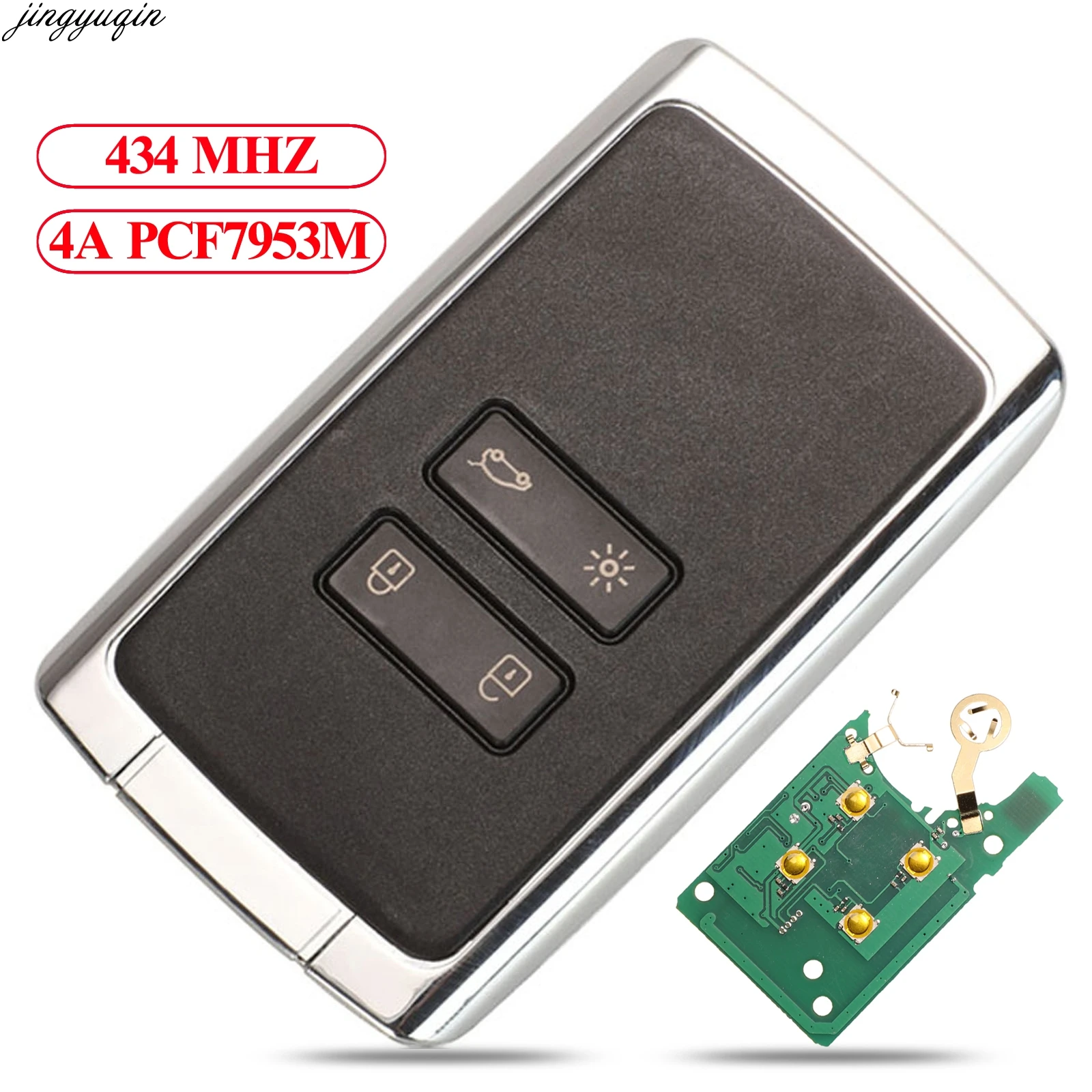 

Jingyuqin Remote Smart Car Key 434mhz Hitag AES 4A pcf7953M For Renault Megane 4 Talisman Kadjar Espace 5 Keyless-Go 4BTN