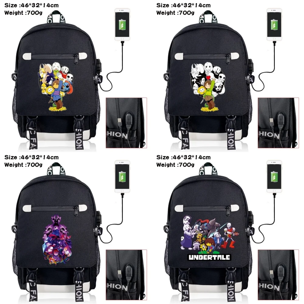 

Anime Undertale USB Charging Backpack Canvas School Bag Student Racksack Fashion Boys Girls Casual Packsack Zipper Laptop Bag