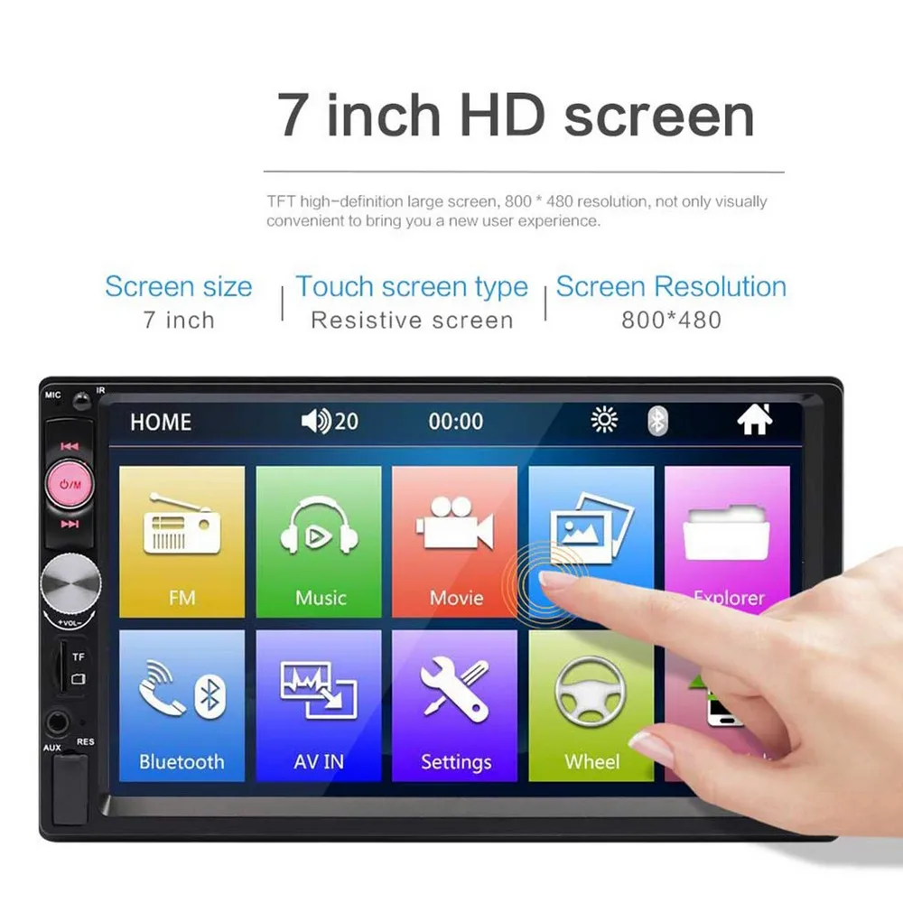 7 inch double spindle car MP4 MP5 player 70237 Bluetooth FM insert card reversing camera radio multimedia | Автомобили и