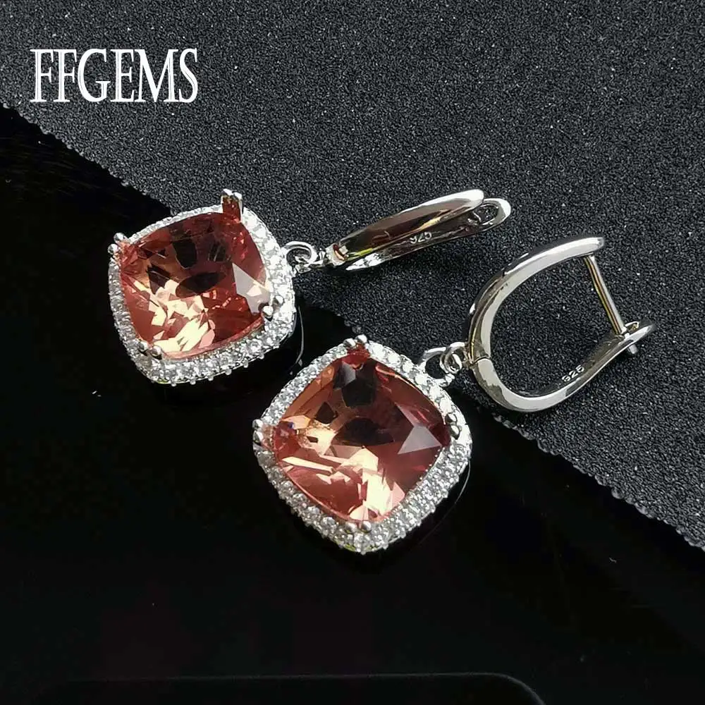 FFGems Big Stone Square 10mm Zultanite Earring 925 Silver Sterling Diaspore Color Change Fine Jewelry For Women Party Gift | Украшения и